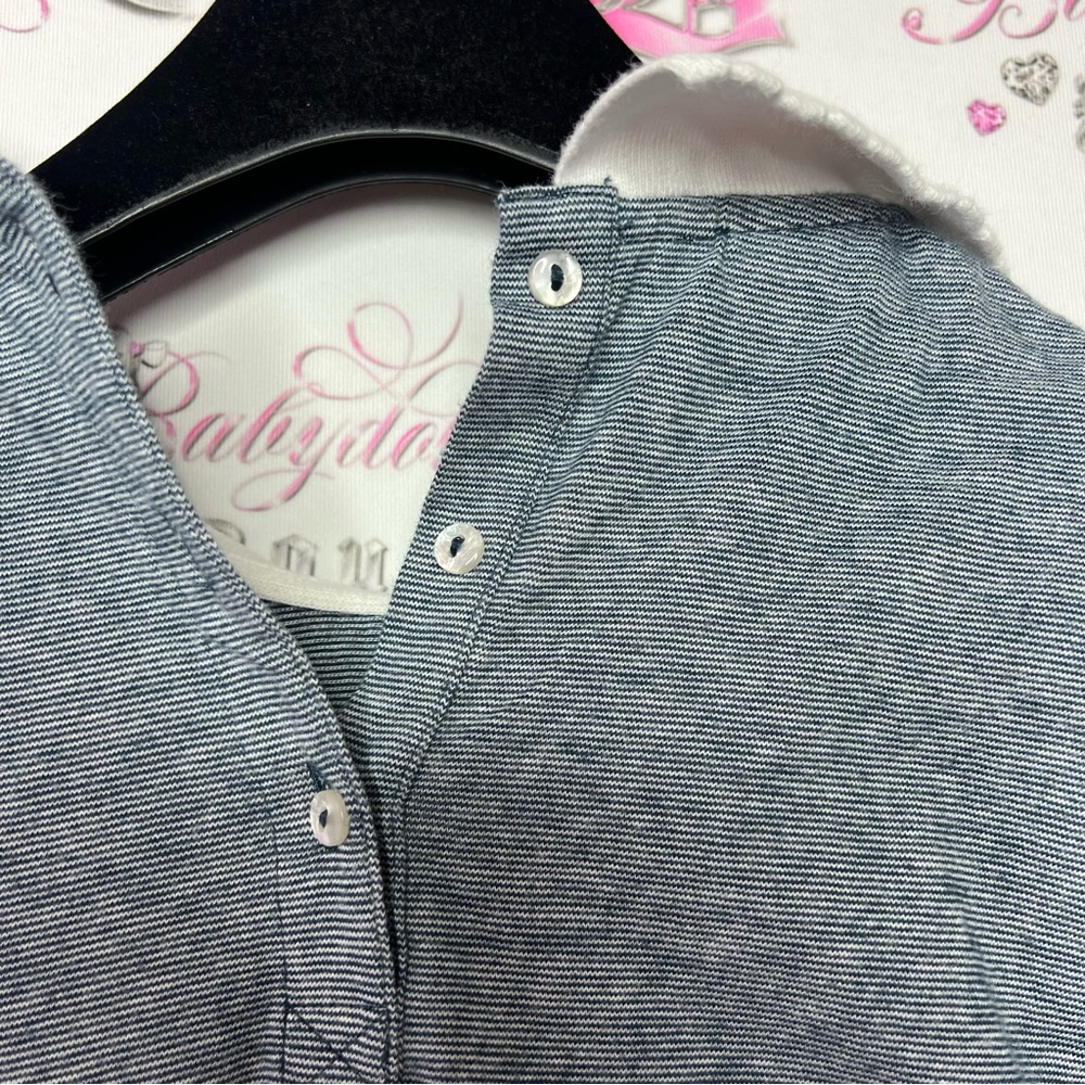 Lacoste live collared shirt striped navy white logo crocodile front milkmaid y2k - Picture 4 of 10